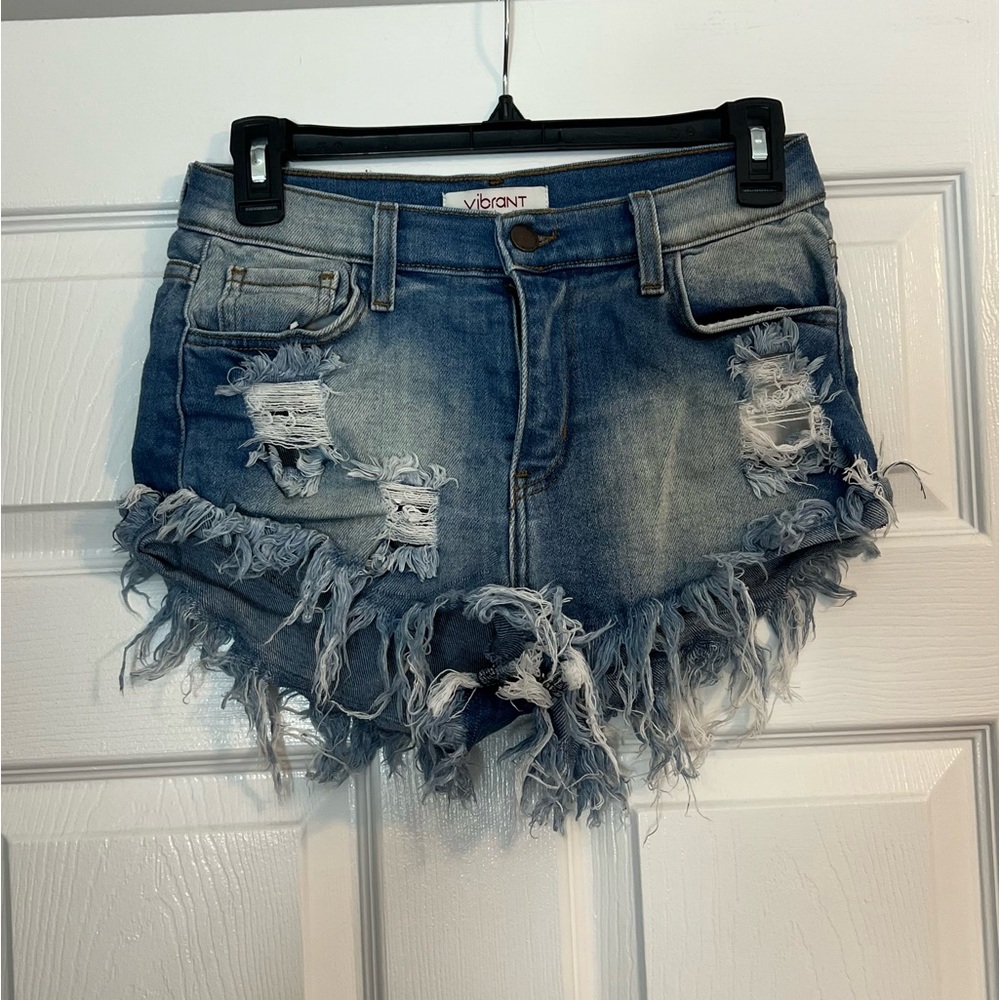 Ripped Denim Bootie Shorts
